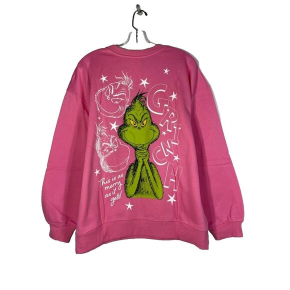 The Grinch Womens Graphic Christmas Sweatshirt Medium 8-10 Pink - Picture 3 of 8